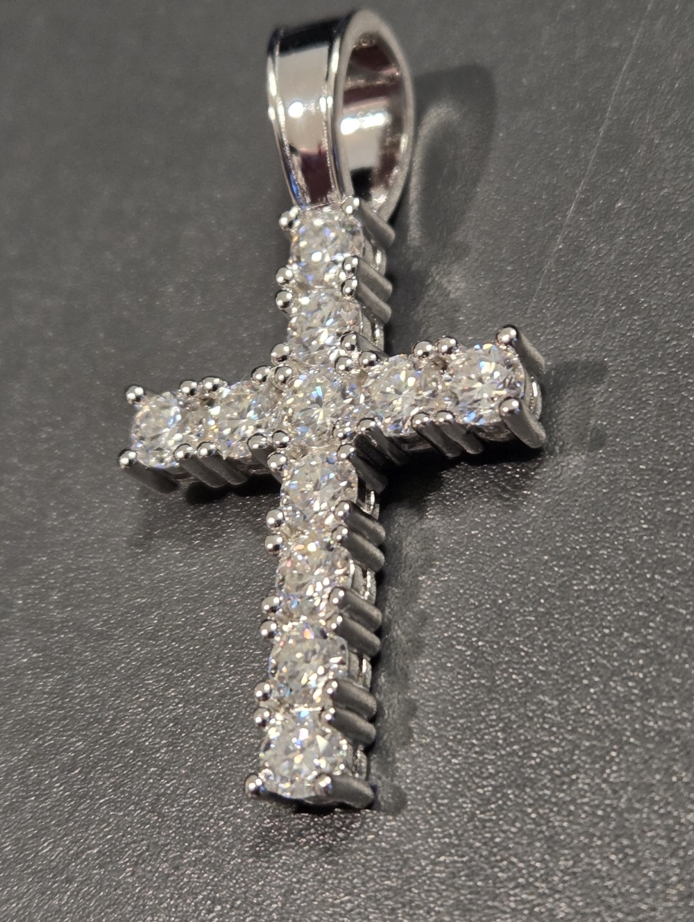 MOISSANITE Iced Out Tennis Cross Pendant 925 Silver NEW - Picture 6 of 12